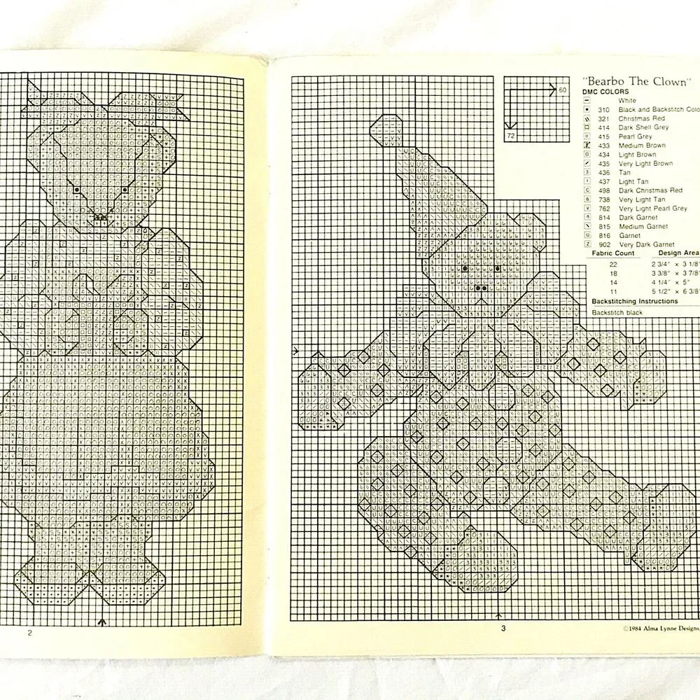 Cross Stitch (2) Vtg Pattern Books Bear Crossing Treasured Teddies  Alma Leisure